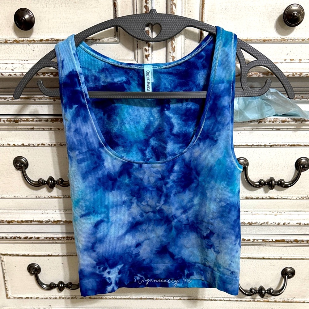 Organic Basics Ocean Stretchy Blue Tie Dye Tank Top